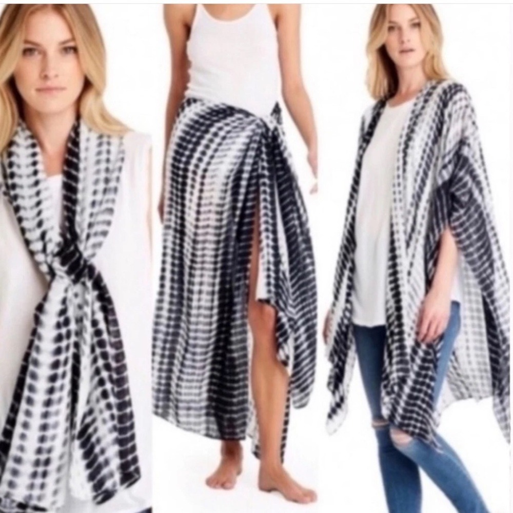 Michael Stars ALLIGATOR Tie Dye Print Convertible Ruana‎ Scarf One Size Cover Up